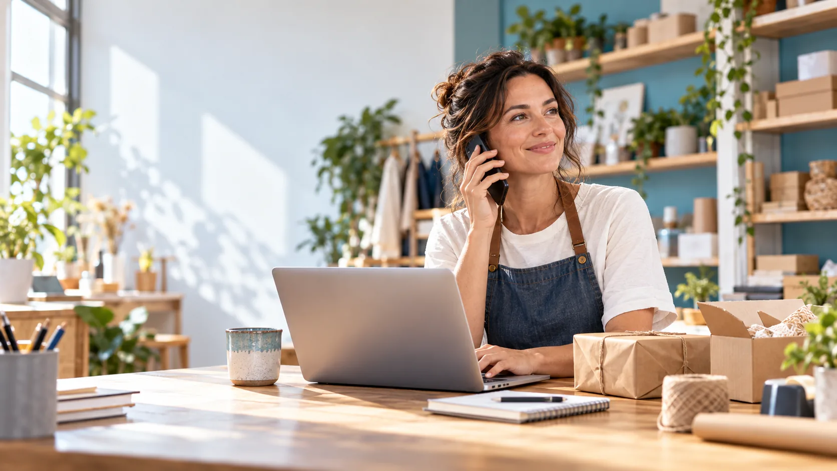 Independent small-business owner working in a customer-facing environment.