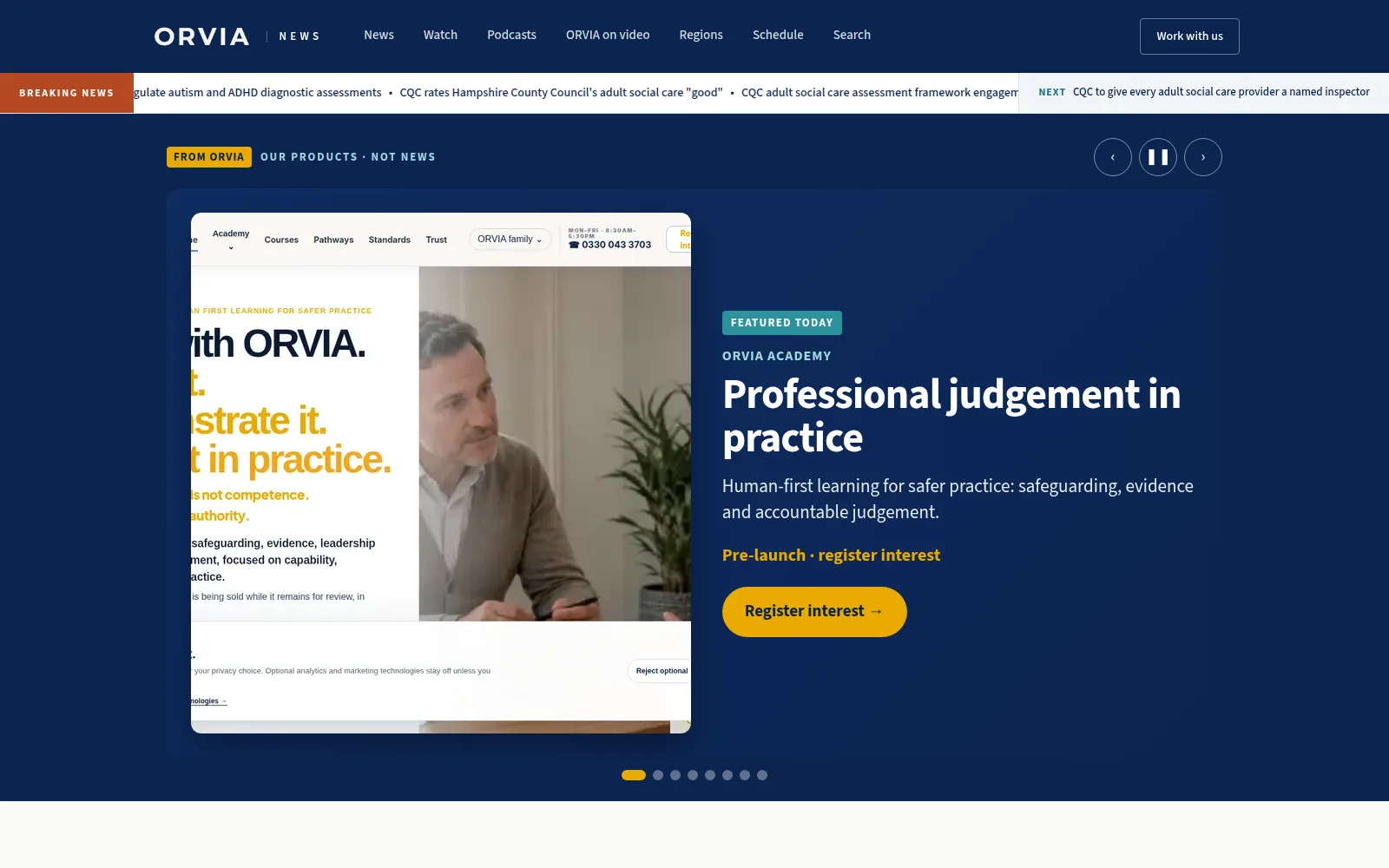 Screenshot of the ORVIA News website.