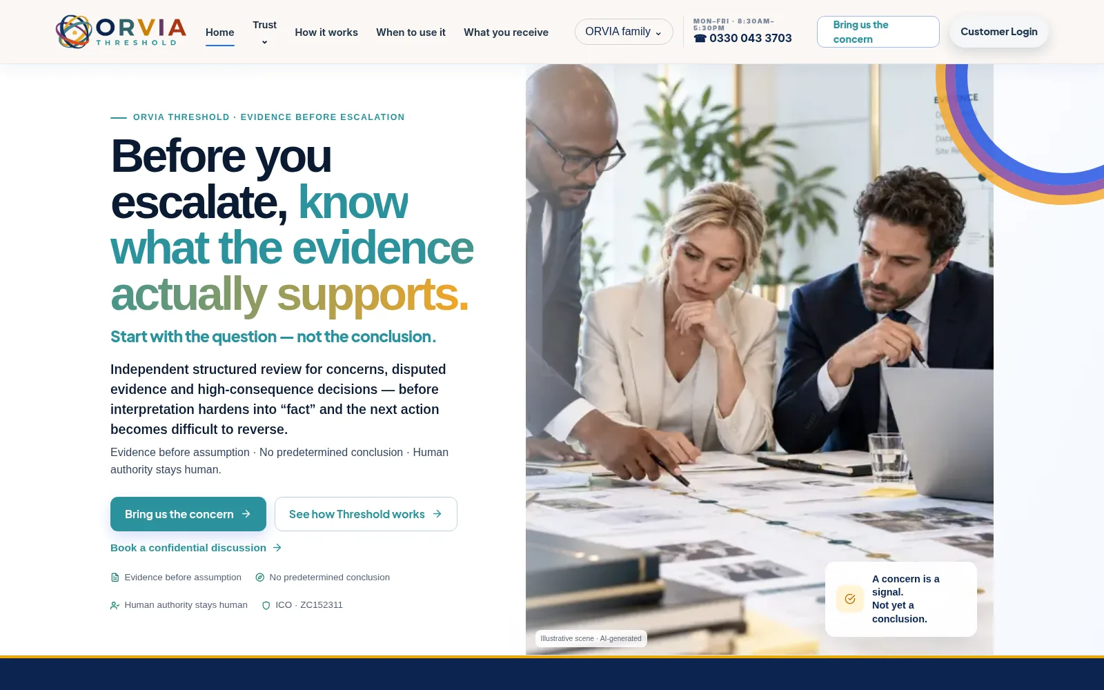 Screenshot of the ORVIA Threshold website.