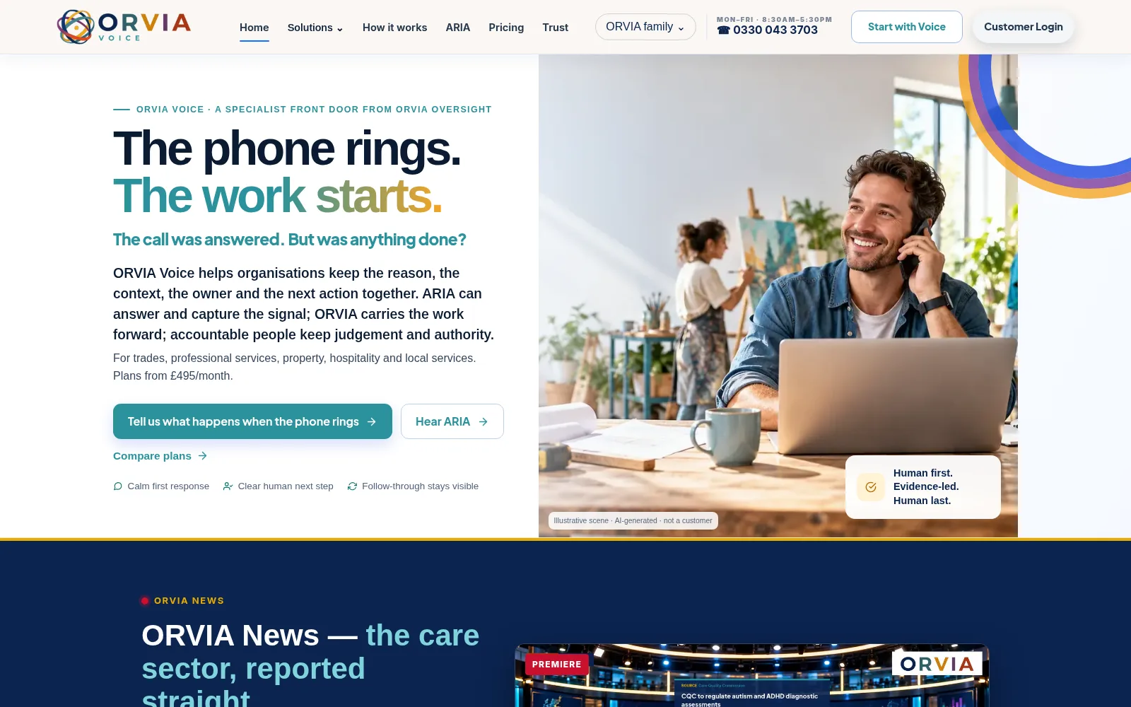 Screenshot of the ORVIA Voice website.
